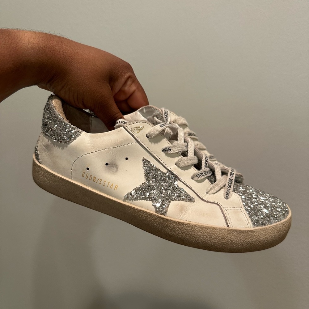 Golden Goose Silver Glitter Star Sneakers size 39/US 9